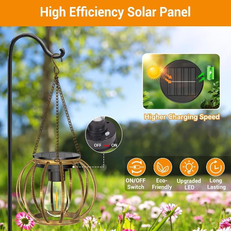 Solar Lanterns Outdoor Waterproof Hanging Solar Lights Upgraded Brighter Auto On/Off Lighting for Yard Patio Pathway Porch Garden Landscape Decoration