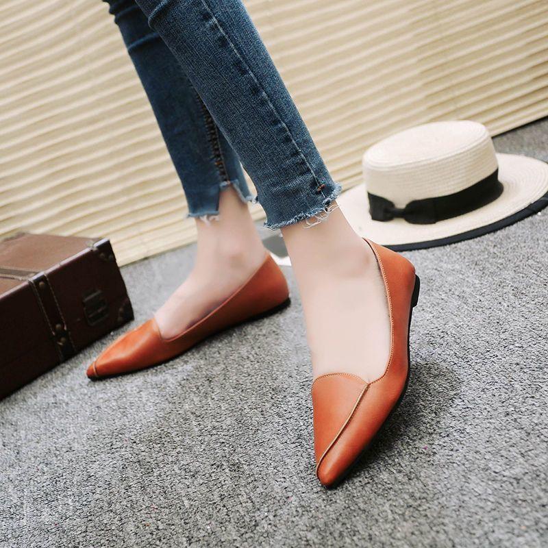 2025 spring and summer new single shoes women's pointed flat-soled comfortable shoes soft-soled versatile single shoes women