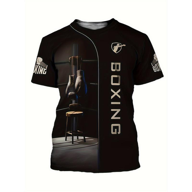 Men's Boxing Gloves 3D Printed T-Shirt Casual Short Sleeve Crewneck Top Cool Sport Match Graphic Tee Trendy Hip Hop Streetwear Men Summer Clothing