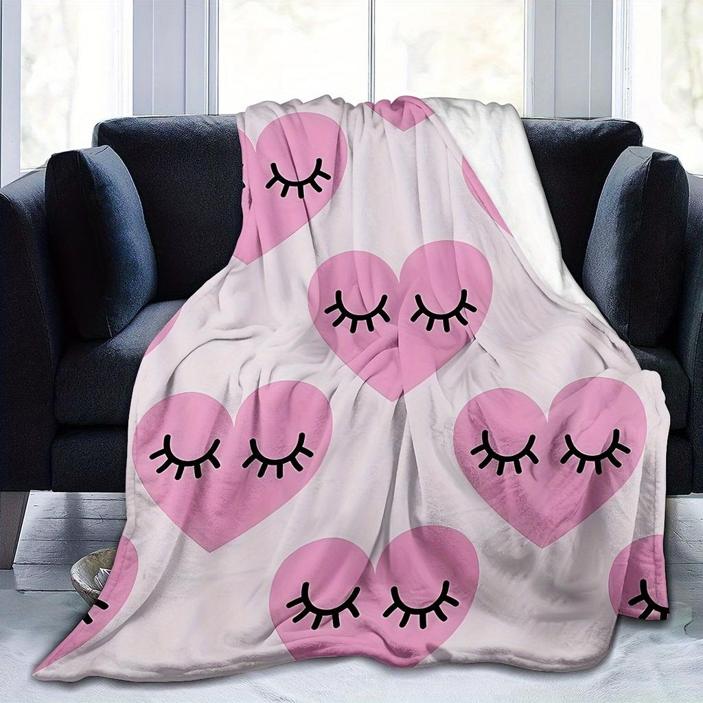 Eyelash Blanket Pink Eyelash Heart-Shaped Eyelash Cover Blanket Soft and Comfortable Suitable for Sofa Bed Birthday Gift Blanket