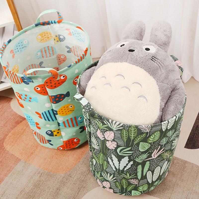 Borsa per riporre giocattoli per la casa Cesto portaoggetti in tessuto per camera da letto Organizzatore pieghevole per biancheria con manico per bagno Camera da letto