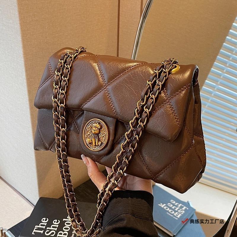 Spring high-end Maillard commuter bag women's new trendy fashion diamond chain shoulder bag messenger bag
