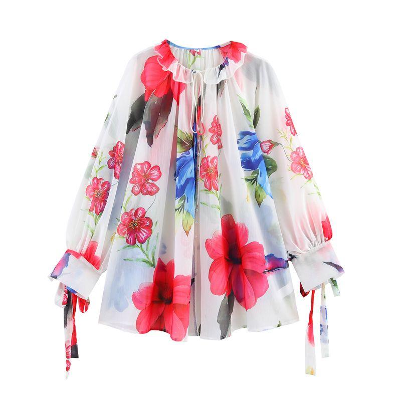 Jnleaog Spring New Arrival Women's Clothing Fashion Style French Fashion Design Temperament Leisure Loose Print Shirt