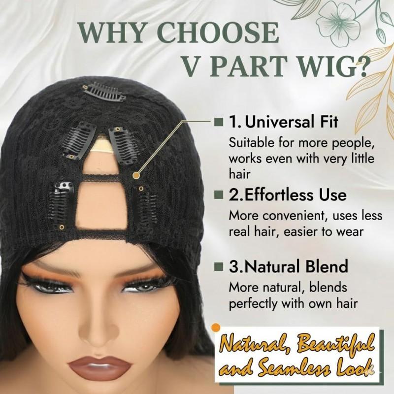 Womens Fashion Layered V Part Long Straight Hair Synthetic Wig