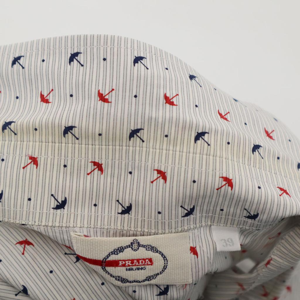 PRADA Striped Umbrella Pattern Long sleeve Cotton shirt 39 gray Men's Used