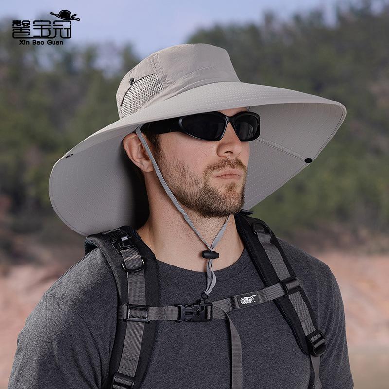 9252 summer sunscreen visor men's enlarged brim bucket hat outdoor mountaineering fishing breathable hat