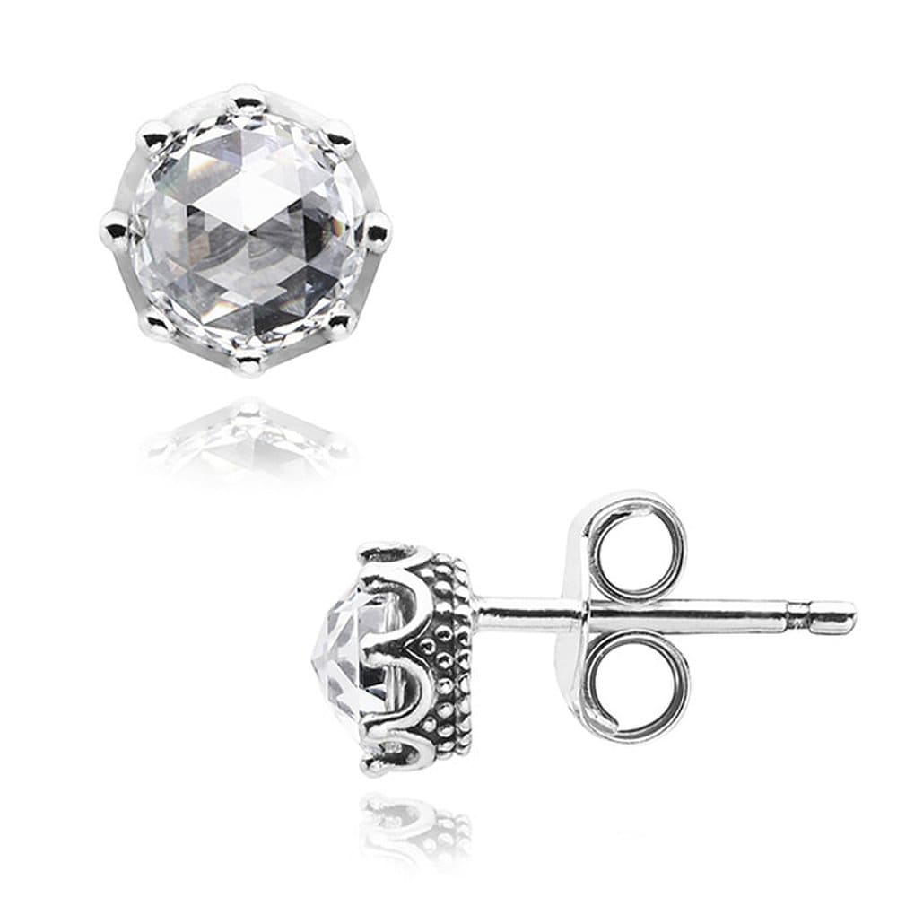 Pandora 298311Cz Moment Clear Sparkling Crown Silver Earrings