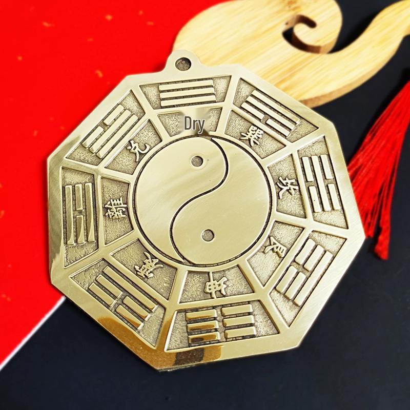 Großer Kupfer-Bagua-Konvexspiegel für Zuhause - Yin-Yang-Tai-Chi-Diagramm-Anhänger für Haustür, Balkon oder Fenster