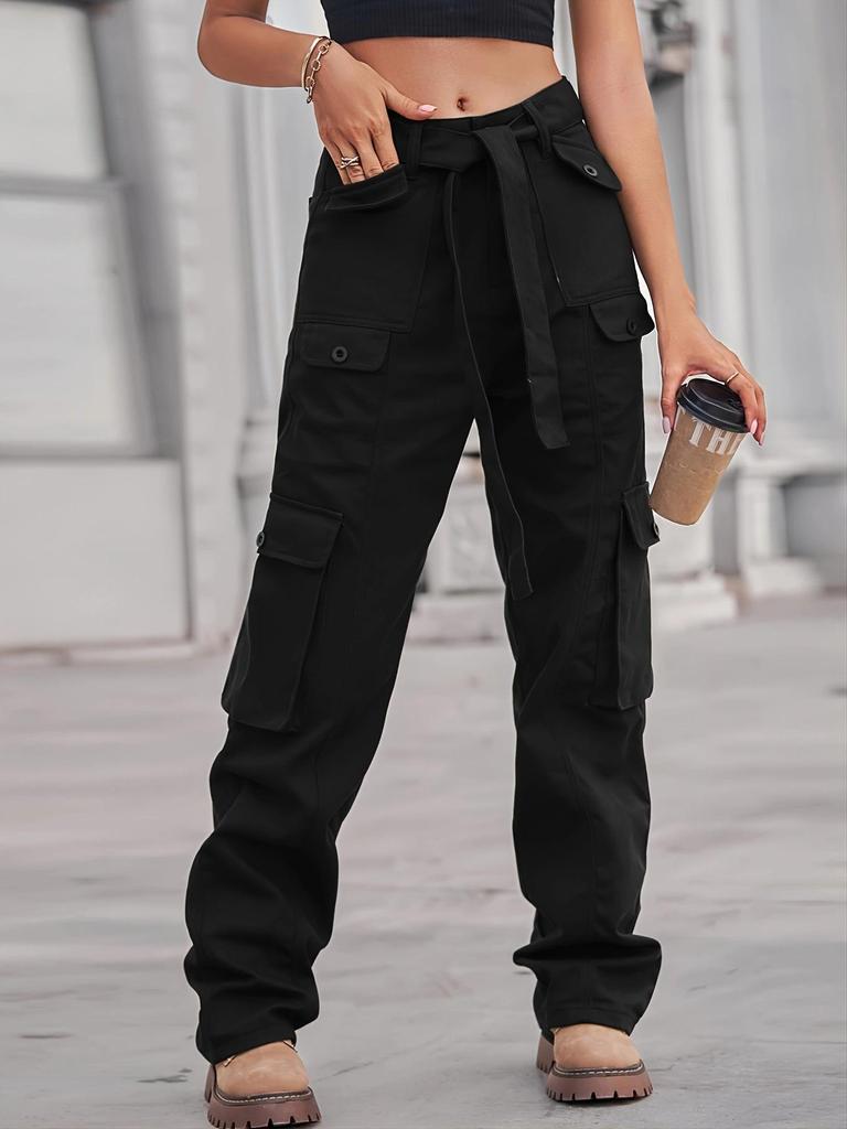 Washed Denim Multi-Pocket Heavy-Duty Casual Workwear Pants