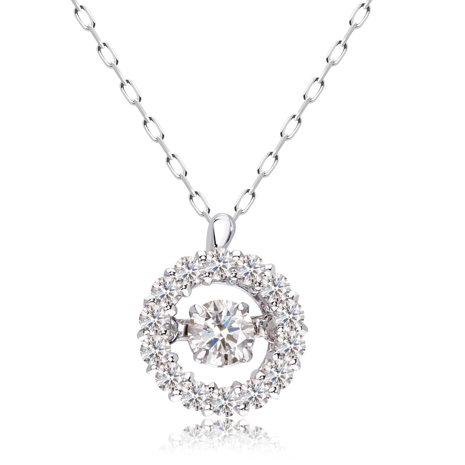 

Necklace Dancing Stone Diamond Oval Eternity PT900 Platinum [Lara Christie] Women s 0.3ct lp51-0017-pt платиновий