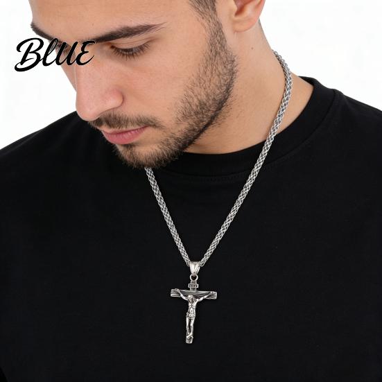 Women Necklace Jesus Pendant Men Cuban Chain Retro Stylish Religious