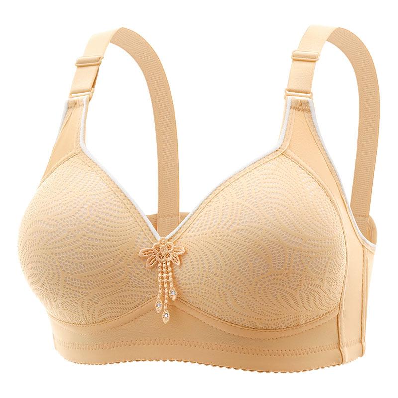 Plus Size Lace Wireless Push-Up Bra: Breathable, Comfortable Support for Mid-Aged Women