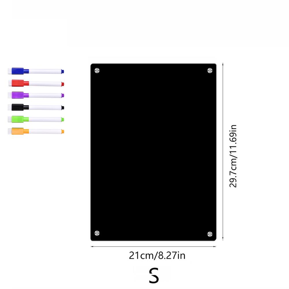 TYU350 3D Black Magnetic Acrylic Weekly Planner Erasable Notepad for Refrigerator