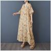 Women's Vintage Long Dress with Cotton and Linen Patterns