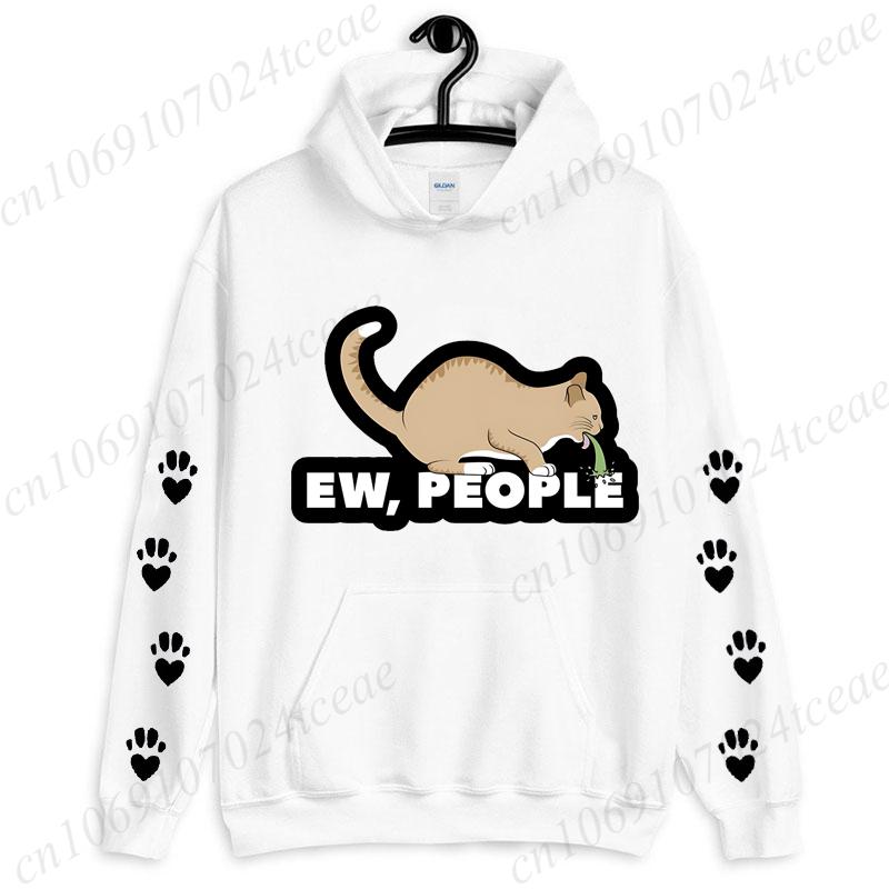 Swimming Cat Print Women Hoody Hip Hop Soft Hoodies Casual Sweatshirts Pullovers Oversize Fleece Fashion Pink Woman Streetwear