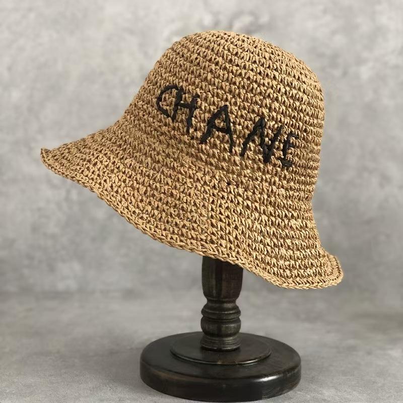 Sweet bow embroidered straw hat women's seaside vacation fisherman's hat children's summer hollow breathable straw visor
