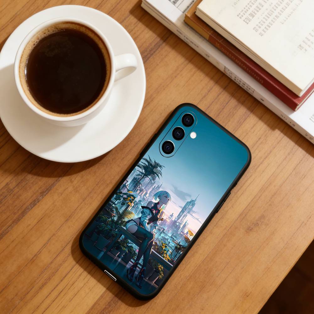 Anime C-Cyberpunk E-Edgerunners Phone Case For Samsung Galaxy A73,A72,A71,A70,A53,A52,A51,Soft Silicone Black Cover