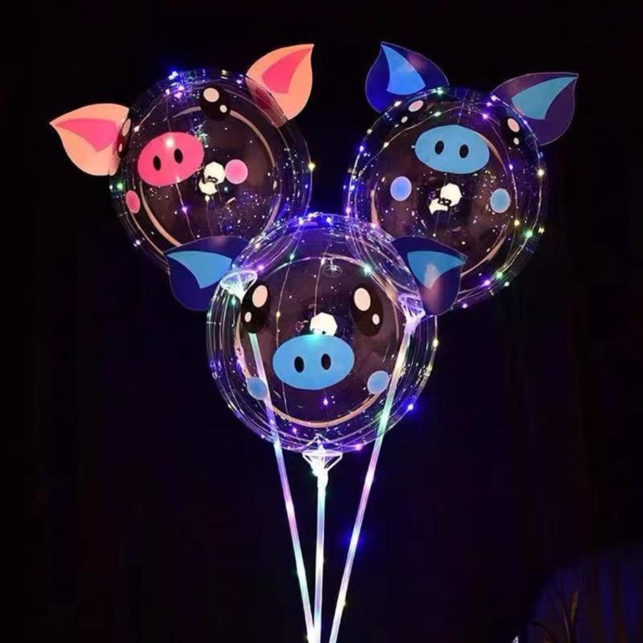 5pcs 20inch LED balloon light with animal stickers for birthday party decoration (excluding battery) glowing balloon decoration