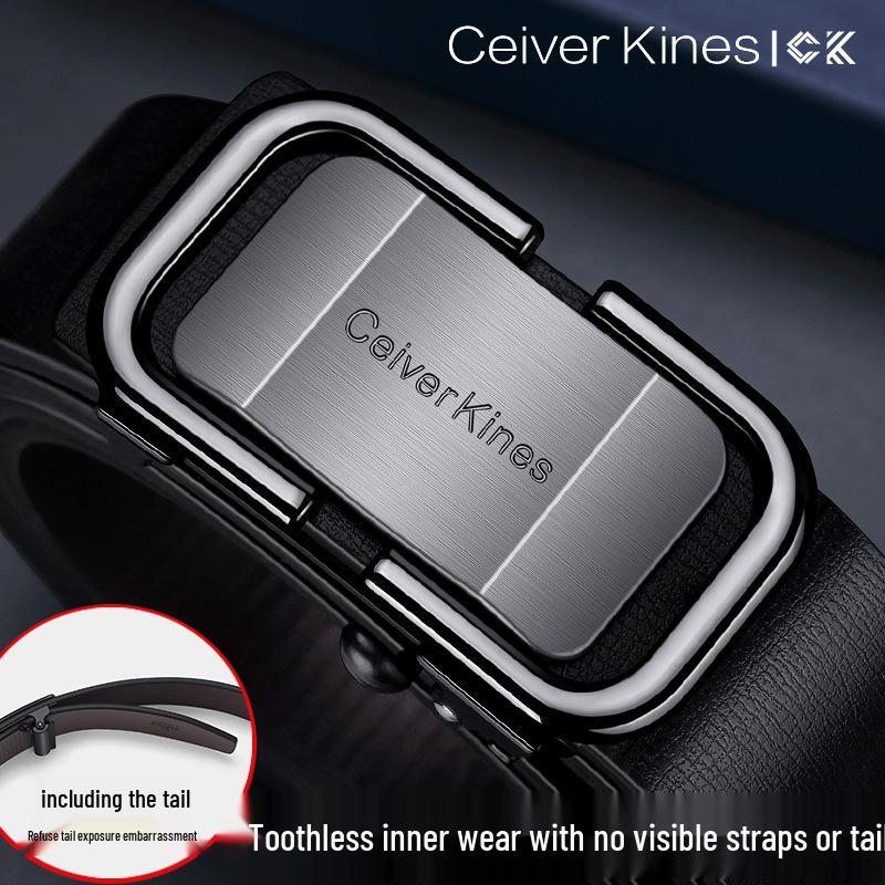 

Men s Genuine Cowhide Leather Belt with Automatic Buckle for Business Casual Wear 120 cm