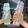 1PC Giraffe Riding Bicycle Funny Print 750ml Color Plastic Sports Water Bottle Leakproof Flip Straw Lid Suitable for Sports Office Home Use