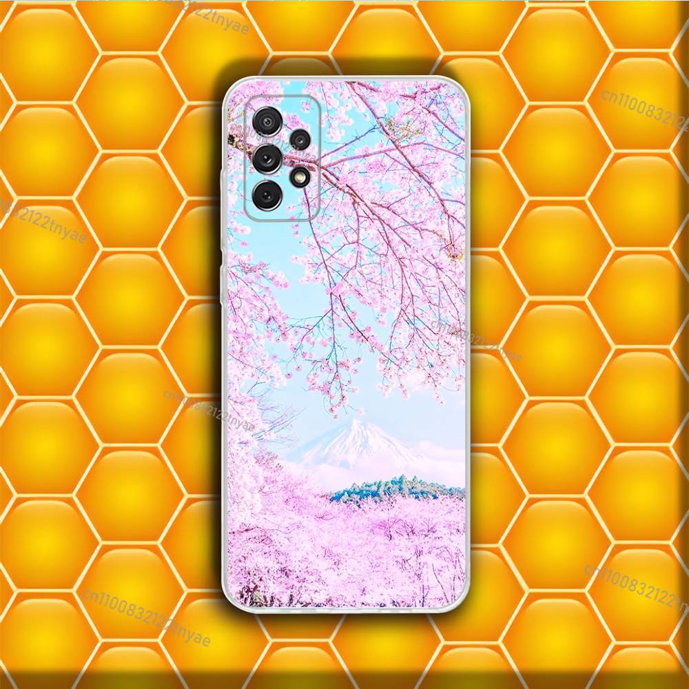Pink Cherry Blossom Sakura  Phone Case Silicone For Samsung S30,23,21,22,20 FE lite,S10,9,PIus Note20ultra Soft Transparent
