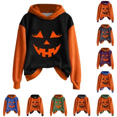 Ladies' Casual And Fashionable Halloween Printed Long Sleeved Hooded Warm Shirt Loose And Comfortable Hoodie