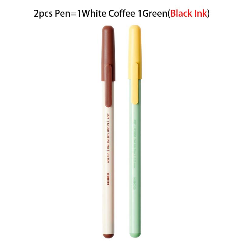 KACO JOY Gel Pen 0.5mm Black Fun Capped Biscuit Stick Style Frosted Body Daily Writing Pens 1600m Large Capacity School Supplies