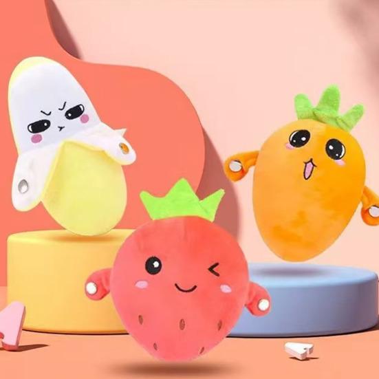 Musikalische Banane Sensorisches Beat Plüschtier, Interaktives Karotten- & Erdbeer-Stofftier für Eltern-Kind-Bindung, Berührungsempfindliches Elektronisches Weiches Spielzeug