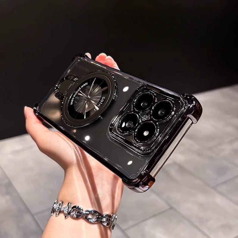 Průhledný nárazuvzdorný magnetický držák pouzdro na telefon pro iPhone 17 16 15 14 13 12 11 Pro Max 16 Plus 16E Měkký silikonový kryt se stojánkem
