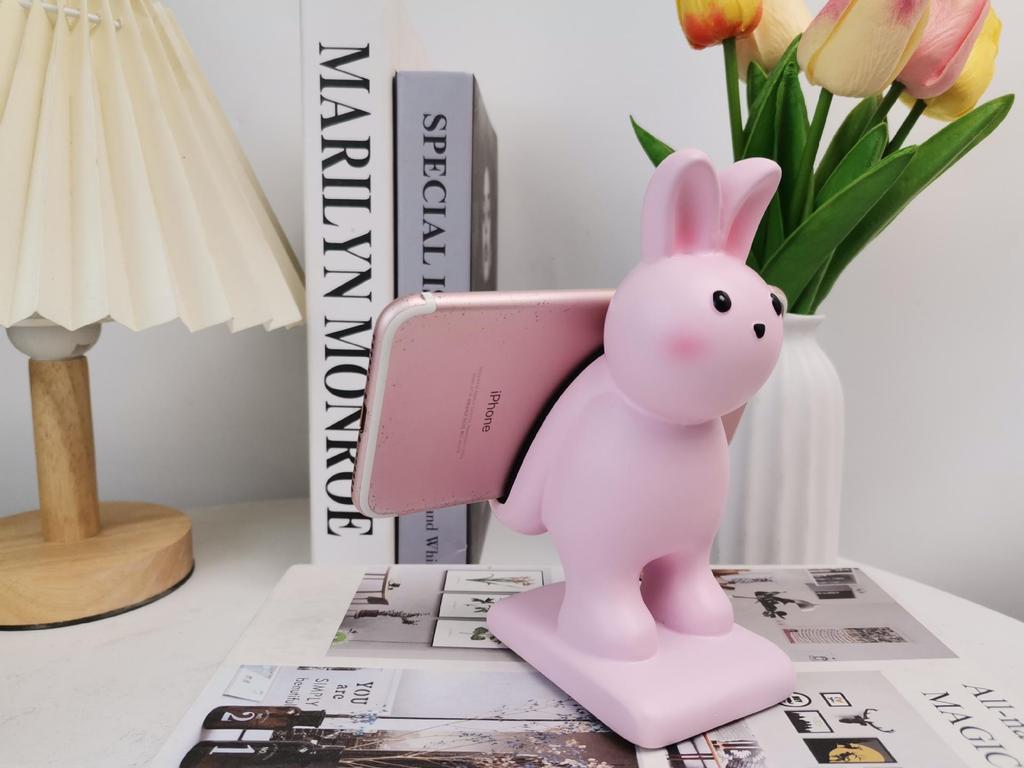 White Rabbit Universal Phone & Tablet Holder - Resin Ornament Stand, Children's Gift, Mid-Autumn Festival Present