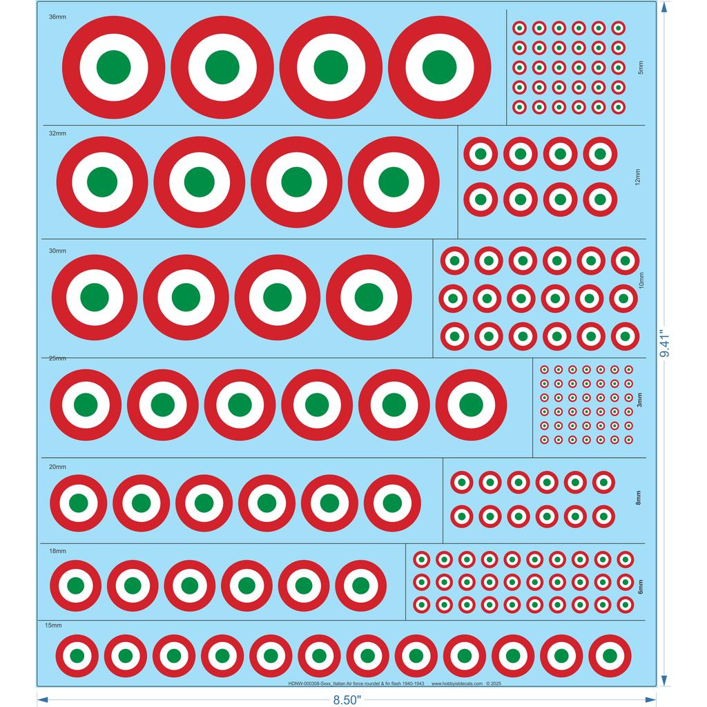 Italian Air force roundel & fin flash 1940-1943