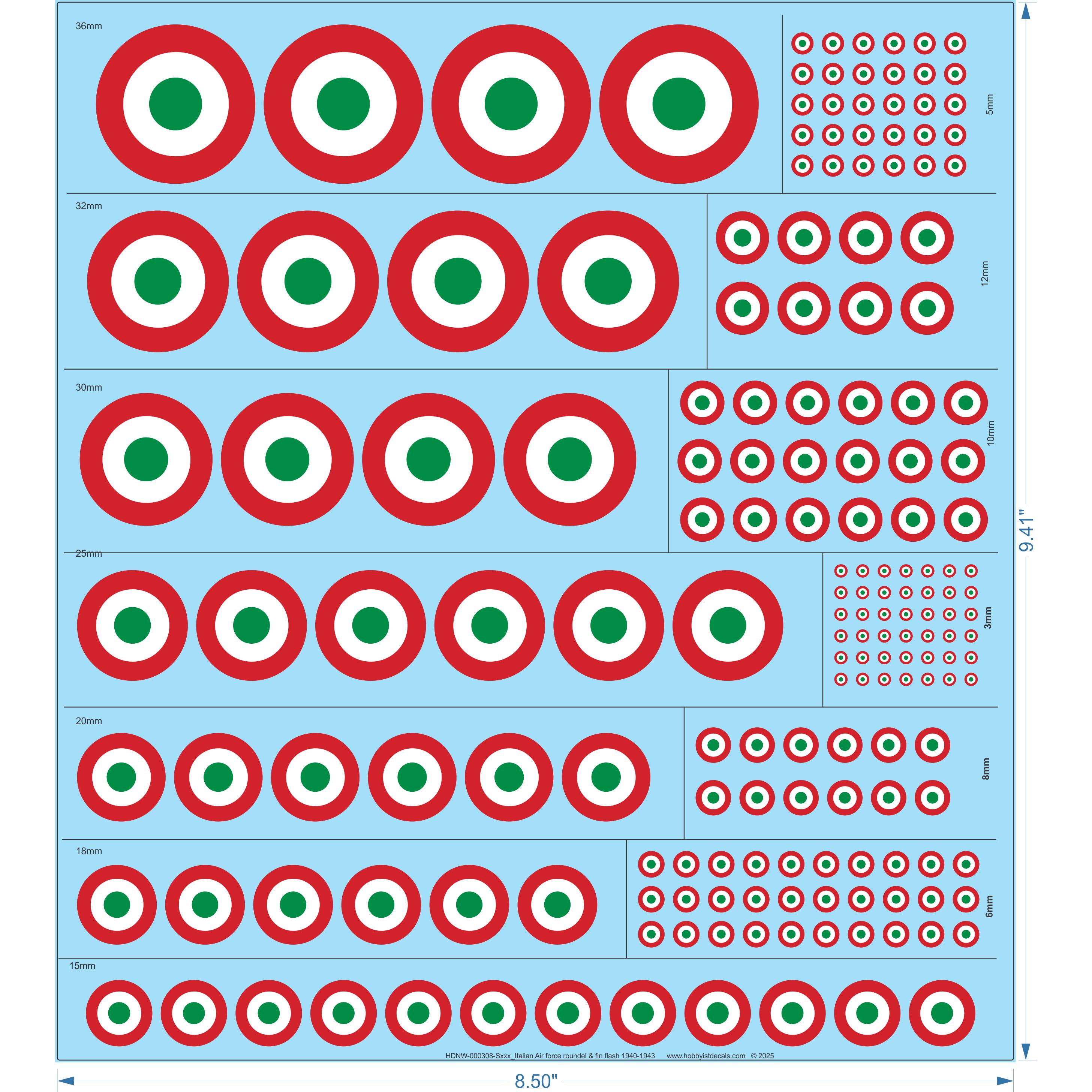 Italian Air force roundel & fin flash 1940-1943