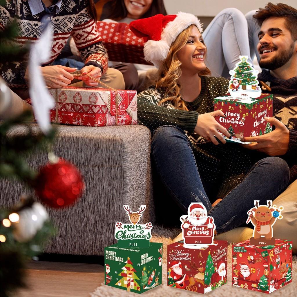 Pattern Christmas Themed Paper Box Set Holiday Decoration Props Gift For