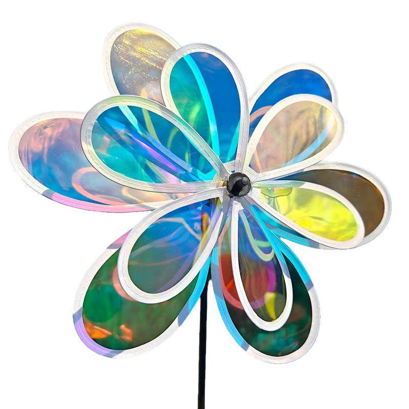 Large Color-Changing Laser Double-Layer Sunflower Pinwheel for Outdoor Scenic Areas and Street Stalls