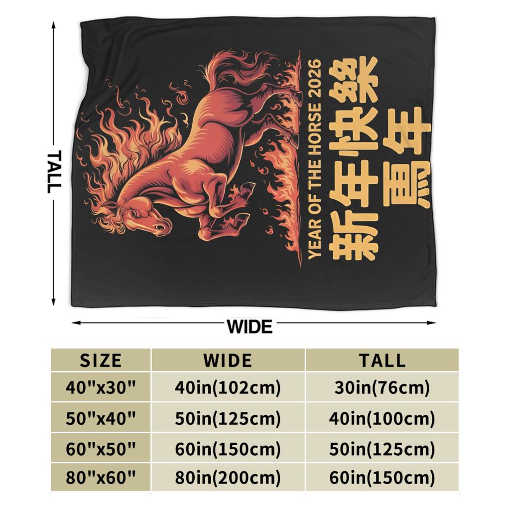 Year of the Horse Fiery Horse Chinese New Year Blankets Fuzzy Awesome Soft Throw Blanket for Chair Covering Sofa