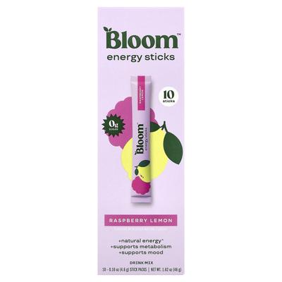 BLOOM Energy Sticks, Raspberry Lemon, 10 Stick Packs, 4.6g (0.16oz) Each