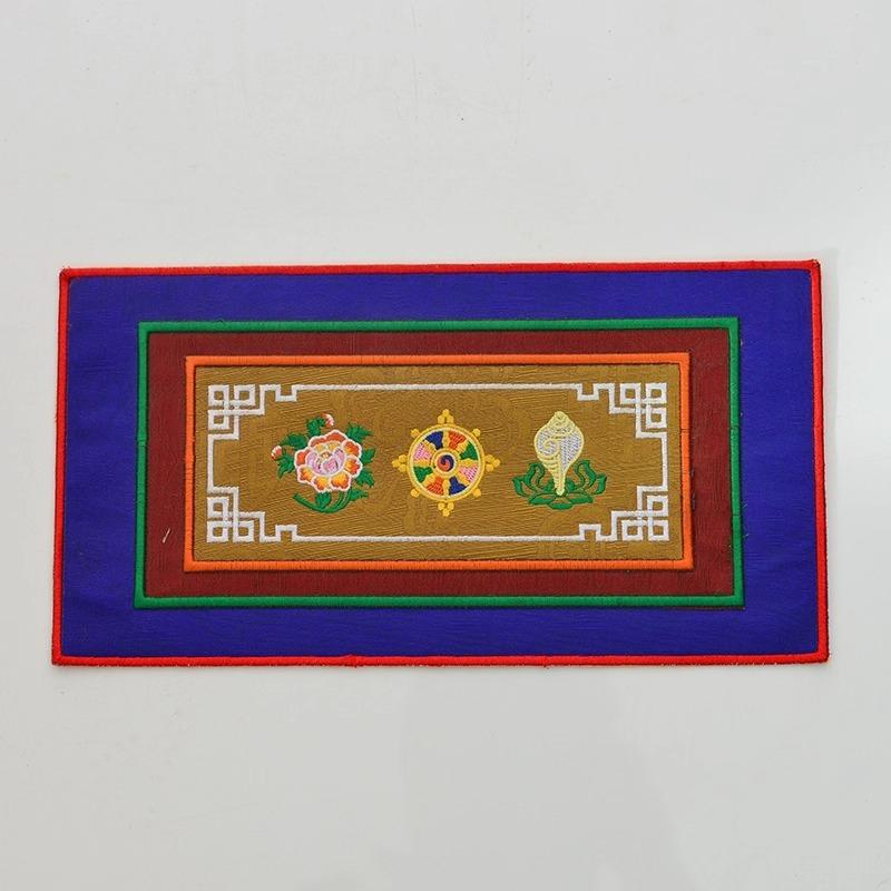 

33*17см Тибетская ткань вышивка Благоприятные религиозные декоративные изделия Колокольчики Пестики Ритуальные принадлежности Ритуальный инструмент Настольная салфетка