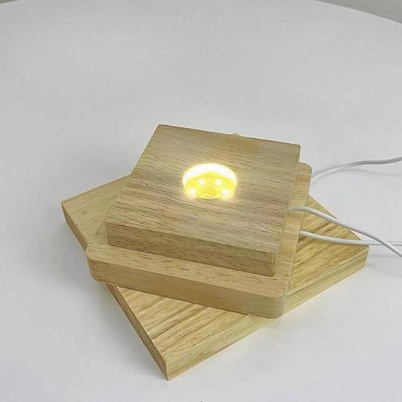 5/6/7/8/9/10CM Led Solid Wood Lamp Square Night Light Usb Lamps Holder Lights Holder Desktop Ornaments Decorative Lamp Base