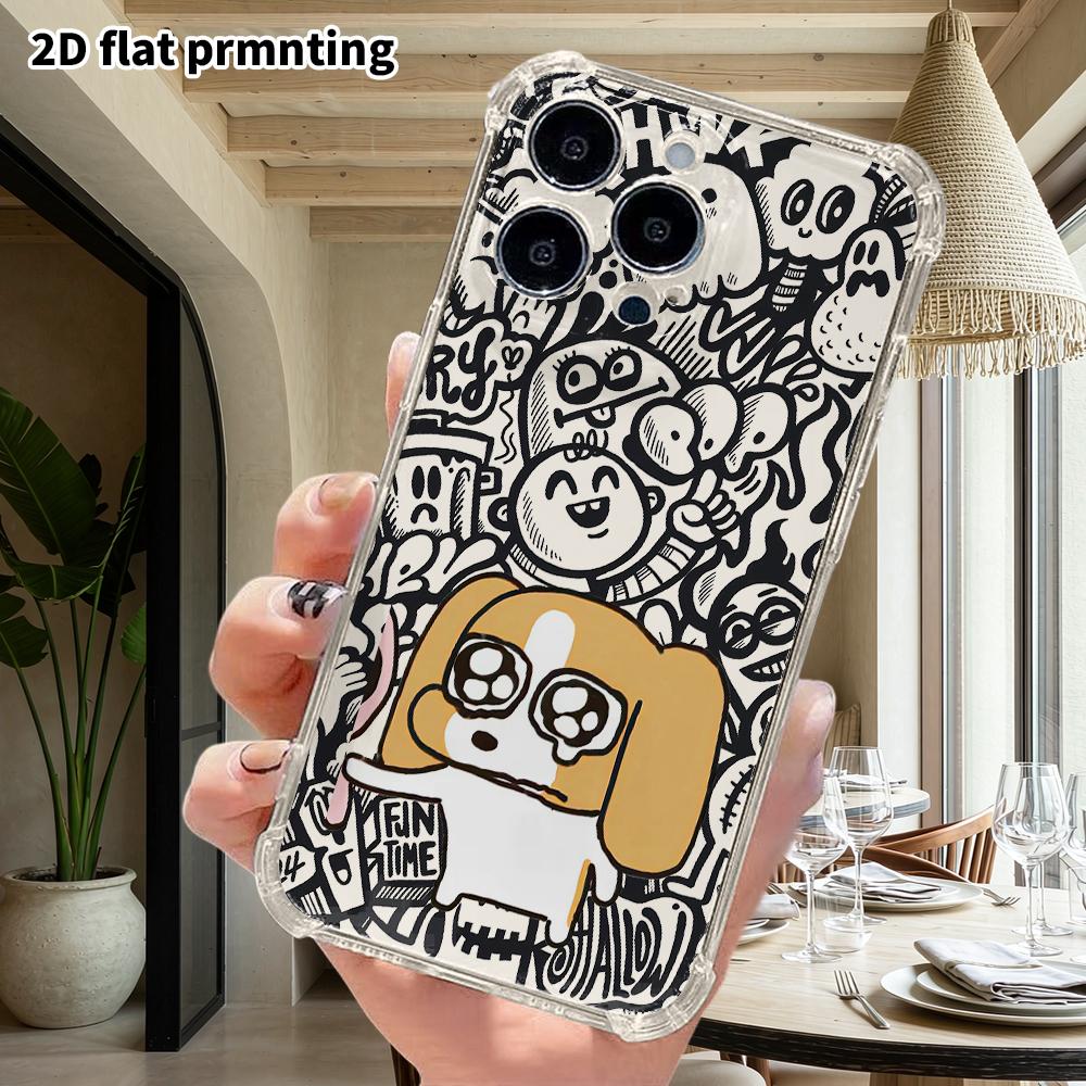 Phone Case: 2D Flat Suitable for iPhone 18 17 16 15 14 13 Pro, Transparent with Corner Protection, Sad Crying Face, Christmas and Halloween Gift