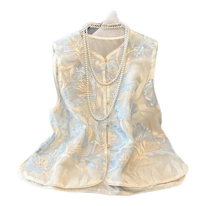 Spring and Summer Vest Women's Vest Vest Sleeveless Top Embroidered Vest Summer