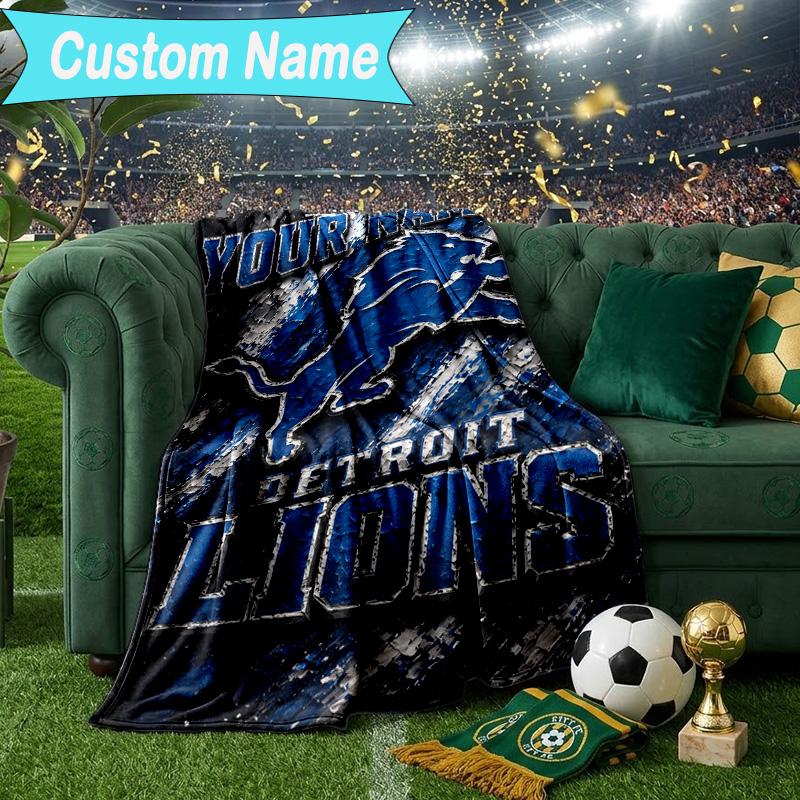 Custom Name Blanket Lions Team Blanket Bedding Blanket for Travel, Camping, Living Rooms, Offices, Sofas, Fan Christmas gift