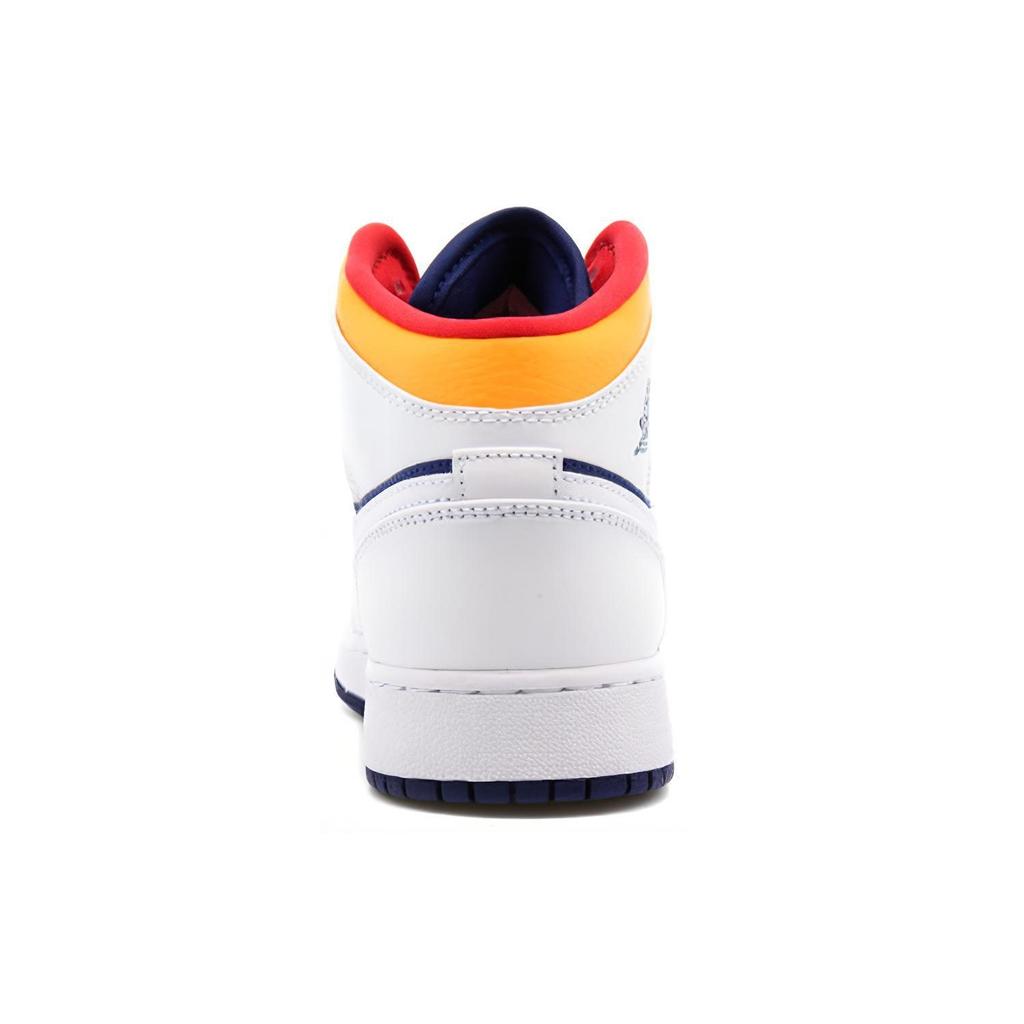 Jordan 1 Mid White Laser Orange Deep Royal Blue GS 554725-131