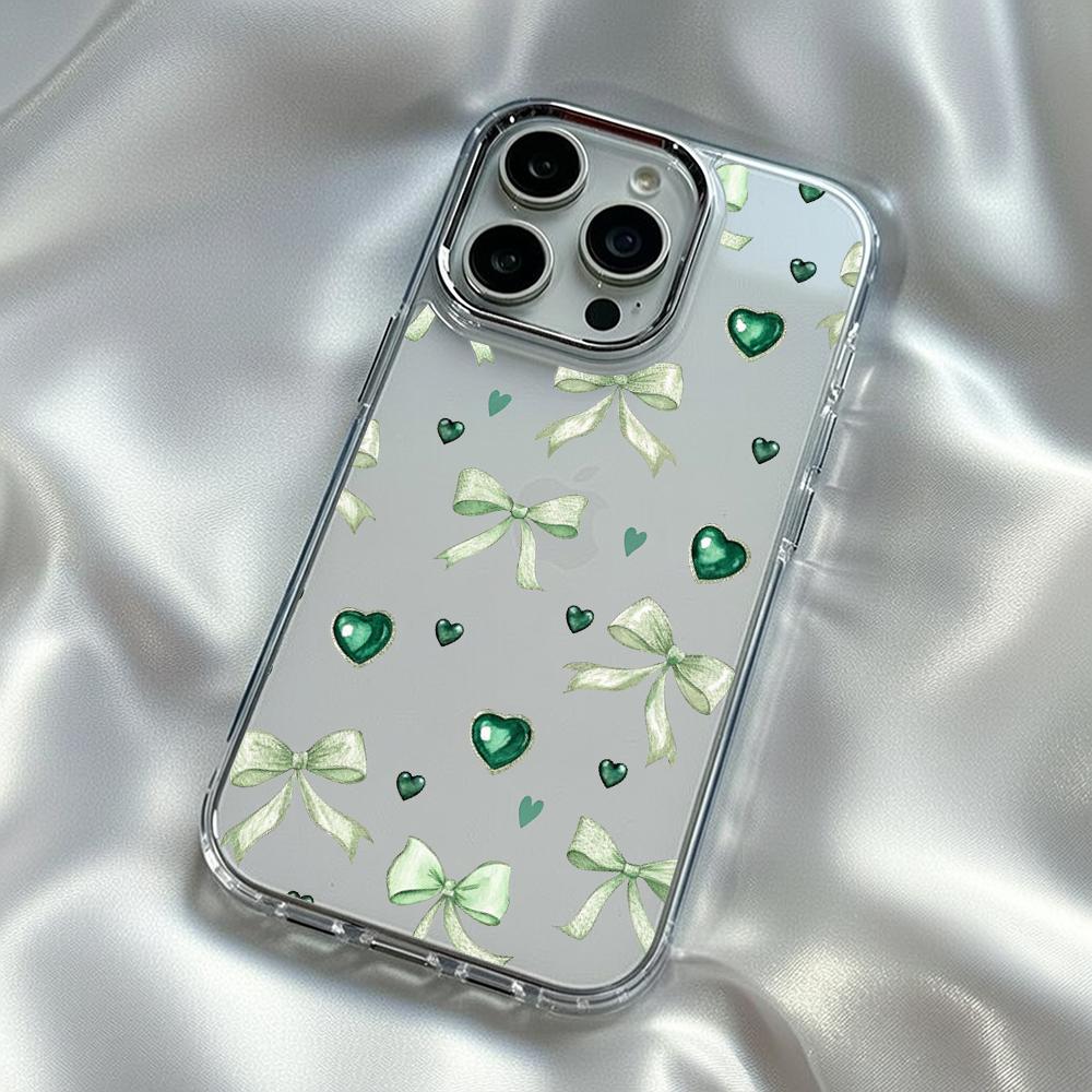 

Bow Pink girly cute japan pattern Phone Case For iPhone17 16 15 14 13 12 Pro Max Plus Electroplated Transparent phone case iPhone 15