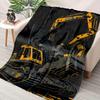 3D Excavator Print Flannel Throw Blanket Ultra Soft All Season Couch Bed Office Outdoor Gift