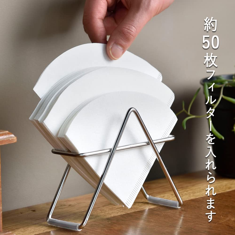 Coffee Tools KOGU Shimomura Planning Kaffeefilterständer [Made in Japan], Edelstahl mit Trennwänden, konisch, trapezförmig, schmal, Tischplatte, platzsparend