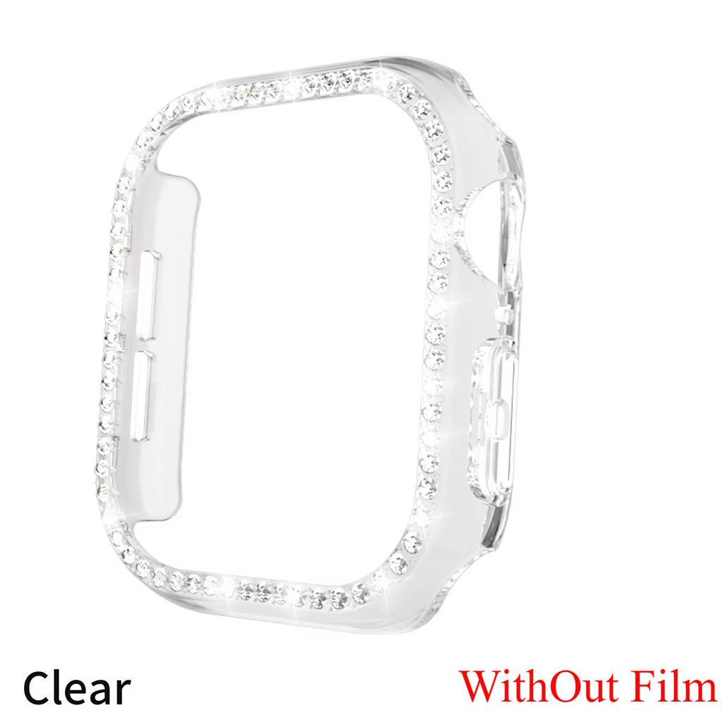 Glass+Diamond Cover For Apple Watch Case 46mm 42mm Bling Bumper Protector for iWatch Series 11 10 46 42mm Watch Case
