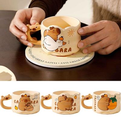 Comfortable Grip Cartoon Capybara Mug Unique Handle Capybara Themed Drinkware  Drinking