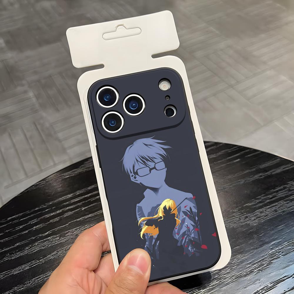 

Y-Your Lie In A-April Anime Phone Case For IPhone 17 Air 16 E Pro Max 15 14 13 Mini 12 Pro 11 Max Plus Black Soft Shell iPhone 16 Plus