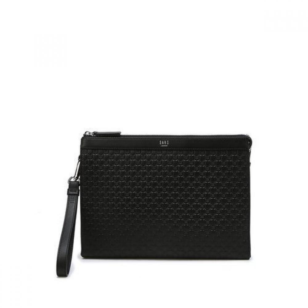 Daks Black Cowhide Clutch Bag With Embossed Pattern Dbba6f481bk