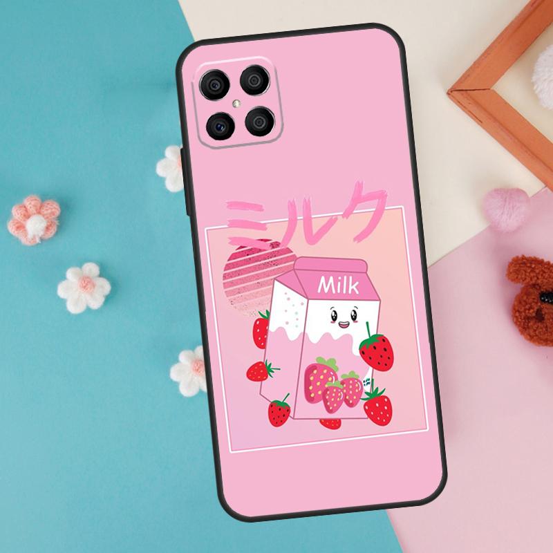 Kawaii Strawberry Milk Case For Honor Magic 7 5 6 Lite Pro Honor X8b X9b X9a X8a X8 X9 X9c 50 70 90 200 Lite Cover
